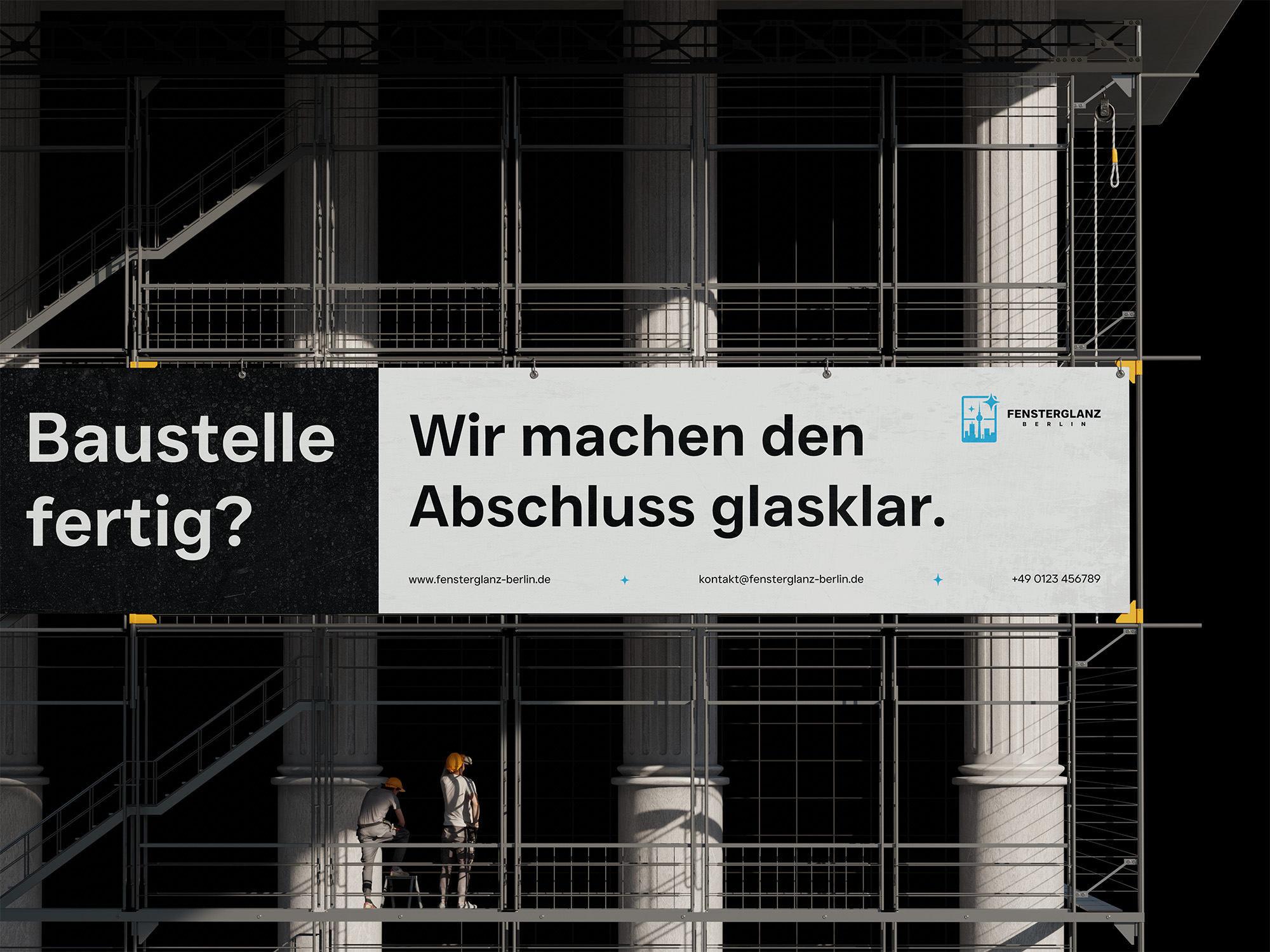 Fensterglanz Berlin construction ad mockup
